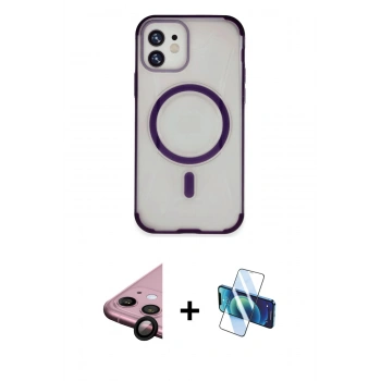 MARSİLYAN™- iPhone 11 Kılıf Eksen Klasik Koleksiyonu - Siyah 3D Antistatik Seramik Nano Ekran Koruyucu + Raze Metal Kamera Lens - SH