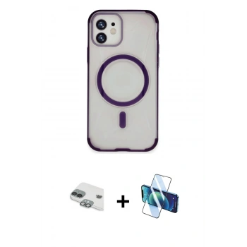 MARSİLYAN™- iPhone 11 Kılıf Eksen Klasik Koleksiyonu - Siyah 3D Antistatik Seramik Nano Ekran Koruyucu + Pers Alüminyum Kamera Lens - YL