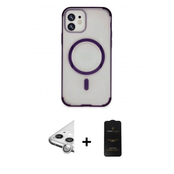 MARSİLYAN™- iPhone 11 Kılıf Eksen Klasik Koleksiyonu - Siyah 6D Antistatik Mat Seramik Hayalet Nano Ekran Koruyucu + Raze Metal Kamera Lens - GS