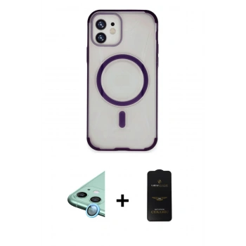 MARSİLYAN™- iPhone 11 Kılıf Eksen Klasik Koleksiyonu - Siyah 6D Antistatik Mat Seramik Hayalet Nano Ekran Koruyucu + Raze Metal Kamera Lens - MI