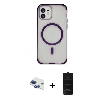 MARSİLYAN™- iPhone 11 Kılıf Eksen Klasik Koleksiyonu - Siyah 6D Antistatik Mat Seramik Hayalet Nano Ekran Koruyucu + Pers Alüminyum Kamera Lens - LT