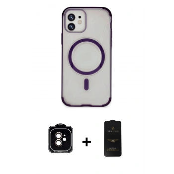 MARSİLYAN™- iPhone 11 Kılıf Eksen Klasik Koleksiyonu - Siyah 6D Antistatik Mat Seramik Hayalet Nano Ekran Koruyucu + PVD Metal Kamera Lens - TU