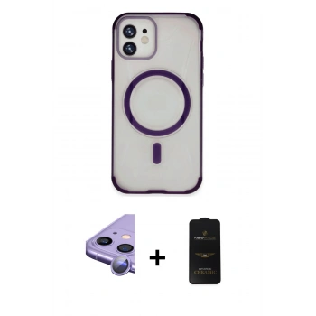 MARSİLYAN™- iPhone 11 Kılıf Eksen Klasik Koleksiyonu - Siyah 6D Antistatik Mat Seramik Hayalet Nano Ekran Koruyucu + Raze Metal Kamera Lens - MR