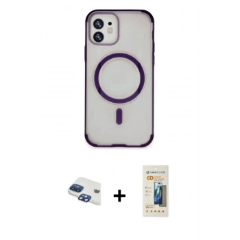 MARSİLYAN™- iPhone 11 Kılıf Eksen Klasik Koleksiyonu - Siyah 6D Mat Seramik Hayalet Nano Ekran Koruyucu + Pers Alüminyum Kamera Lens - LT