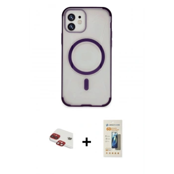 MARSİLYAN™- iPhone 11 Kılıf Eksen Klasik Koleksiyonu - Siyah 6D Mat Seramik Hayalet Nano Ekran Koruyucu + Pers Alüminyum Kamera Lens - KI