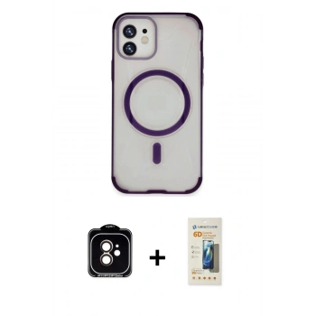 MARSİLYAN™- iPhone 11 Kılıf Eksen Klasik Koleksiyonu - Siyah 6D Mat Seramik Hayalet Nano Ekran Koruyucu + PVD Metal Kamera Lens - TU