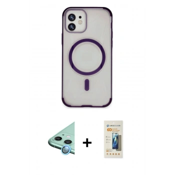 MARSİLYAN™- iPhone 11 Kılıf Eksen Klasik Koleksiyonu - Siyah 6D Mat Seramik Hayalet Nano Ekran Koruyucu + Raze Metal Kamera Lens - MI