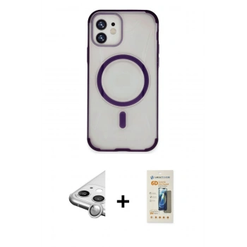 MARSİLYAN™- iPhone 11 Kılıf Eksen Klasik Koleksiyonu - Siyah 6D Mat Seramik Hayalet Nano Ekran Koruyucu + Raze Metal Kamera Lens - GS