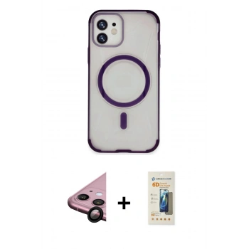 MARSİLYAN™- iPhone 11 Kılıf Eksen Klasik Koleksiyonu - Siyah 6D Mat Seramik Hayalet Nano Ekran Koruyucu + Raze Metal Kamera Lens - SH