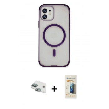 MARSİLYAN™- iPhone 11 Kılıf Eksen Klasik Koleksiyonu - Siyah 6D Mat Seramik Hayalet Nano Ekran Koruyucu + Pers Alüminyum Kamera Lens - YL
