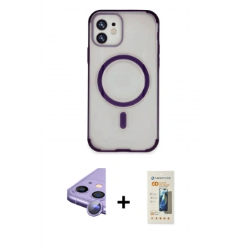 MARSİLYAN™- iPhone 11 Kılıf Eksen Klasik Koleksiyonu - Siyah 6D Mat Seramik Hayalet Nano Ekran Koruyucu + Raze Metal Kamera Lens - MR