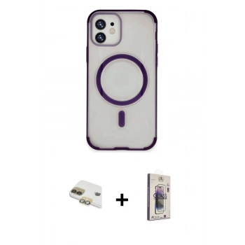 MARSİLYAN™- iPhone 11 Kılıf Eksen Klasik Koleksiyonu - Siyah Bilvis 3D Cam Ekran Koruyucu + Pers Alüminyum Kamera Lens - GD