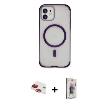 MARSİLYAN™- iPhone 11 Kılıf Eksen Klasik Koleksiyonu - Siyah Bilvis 3D Cam Ekran Koruyucu + Pers Alüminyum Kamera Lens - KI