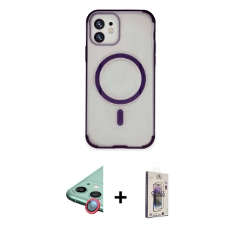 MARSİLYAN™- iPhone 11 Kılıf Eksen Klasik Koleksiyonu - Siyah Bilvis 3D Cam Ekran Koruyucu + Raze Metal Kamera Lens - KI