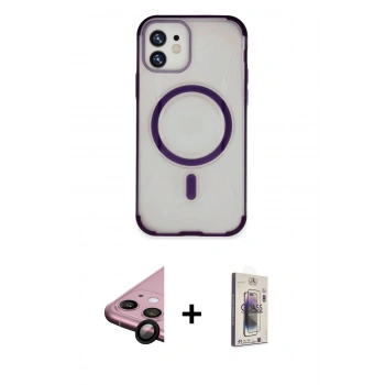 MARSİLYAN™- iPhone 11 Kılıf Eksen Klasik Koleksiyonu - Siyah Bilvis 3D Cam Ekran Koruyucu + Raze Metal Kamera Lens - SH