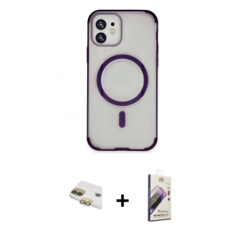 MARSİLYAN™- iPhone 11 Kılıf Eksen Klasik Koleksiyonu - Siyah Bilvis 3D Mat Cam Ekran Koruyucu + Pers Alüminyum Kamera Lens - GD