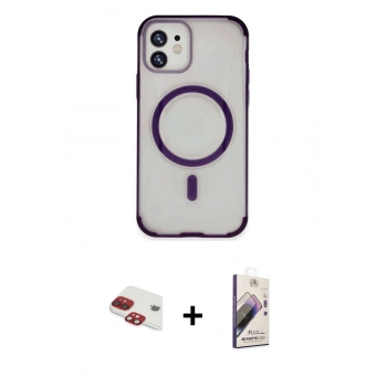 MARSİLYAN™- iPhone 11 Kılıf Eksen Klasik Koleksiyonu - Siyah Bilvis 3D Mat Cam Ekran Koruyucu + Pers Alüminyum Kamera Lens - KI