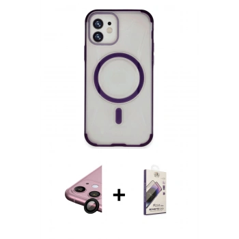 MARSİLYAN™- iPhone 11 Kılıf Eksen Klasik Koleksiyonu - Siyah Bilvis 3D Mat Cam Ekran Koruyucu + Raze Metal Kamera Lens - SH