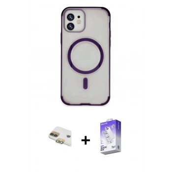 MARSİLYAN™- iPhone 11 Kılıf Eksen Klasik Koleksiyonu - Siyah Bilvis 5in1 3D Magic Cam Ekran Koruyucu + Pers Alüminyum Kamera Lens - GD
