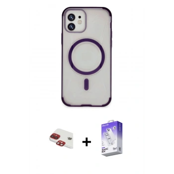 MARSİLYAN™- iPhone 11 Kılıf Eksen Klasik Koleksiyonu - Siyah Bilvis 5in1 3D Magic Cam Ekran Koruyucu + Pers Alüminyum Kamera Lens - KI