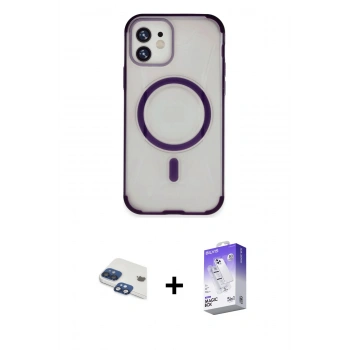 MARSİLYAN™- iPhone 11 Kılıf Eksen Klasik Koleksiyonu - Siyah Bilvis 5in1 3D Magic Cam Ekran Koruyucu + Pers Alüminyum Kamera Lens - LT