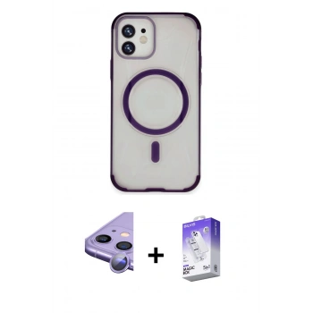 MARSİLYAN™- iPhone 11 Kılıf Eksen Klasik Koleksiyonu - Siyah Bilvis 5in1 3D Magic Cam Ekran Koruyucu + Raze Metal Kamera Lens - MR