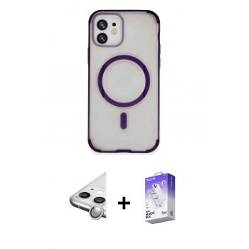 MARSİLYAN™- iPhone 11 Kılıf Eksen Klasik Koleksiyonu - Siyah Bilvis 5in1 3D Magic Cam Ekran Koruyucu + Raze Metal Kamera Lens - GS