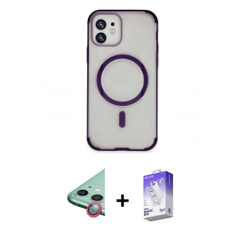 MARSİLYAN™- iPhone 11 Kılıf Eksen Klasik Koleksiyonu - Siyah Bilvis 5in1 3D Magic Cam Ekran Koruyucu + Raze Metal Kamera Lens - KI