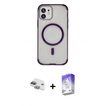 MARSİLYAN™- iPhone 11 Kılıf Eksen Klasik Koleksiyonu - Siyah Bilvis 5in1 3D Magic Cam Ekran Koruyucu + Pers Alüminyum Kamera Lens - YL
