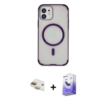 MARSİLYAN™- iPhone 11 Kılıf Eksen Klasik Koleksiyonu - Siyah Bilvis 5in1 5D Magic Hayalet Cam Ekran Koruyucu + Pers Alüminyum Kamera Lens - GD