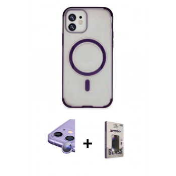 MARSİLYAN™- iPhone 11 Kılıf Eksen Klasik Koleksiyonu - Siyah Bilvis Hayalet Cam Ekran Koruyucu + Raze Metal Kamera Lens - MR