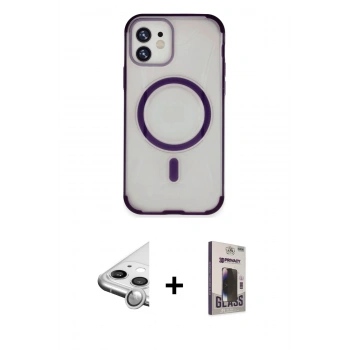 MARSİLYAN™- iPhone 11 Kılıf Eksen Klasik Koleksiyonu - Siyah Bilvis Hayalet Cam Ekran Koruyucu + Raze Metal Kamera Lens - GS