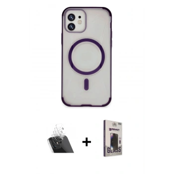MARSİLYAN™- iPhone 11 Kılıf Eksen Klasik Koleksiyonu - Siyah Bilvis Hayalet Cam Ekran Koruyucu + Kamera Lens Koruma Cam - SF
