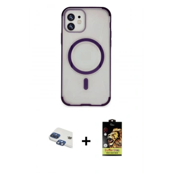 MARSİLYAN™- iPhone 11 Kılıf Eksen Klasik Koleksiyonu - Siyah Buffer Cam Ekran Koruyucu + Pers Alüminyum Kamera Lens - LT