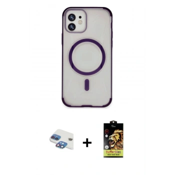 MARSİLYAN™- iPhone 11 Kılıf Eksen Klasik Koleksiyonu - Siyah Buffer Cam Ekran Koruyucu + Pers Alüminyum Kamera Lens - GI