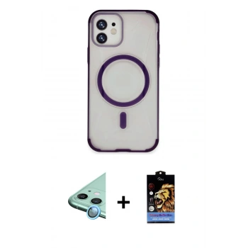 MARSİLYAN™- iPhone 11 Kılıf Eksen Klasik Koleksiyonu - Siyah Buffer Hayalet Cam Ekran Koruyucu + Raze Metal Kamera Lens - MI