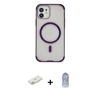 MARSİLYAN™- iPhone 11 Kılıf Eksen Klasik Koleksiyonu - Siyah Joko Magic 5D Cam + Renkli Kamera Lens Koruma Cam - PE