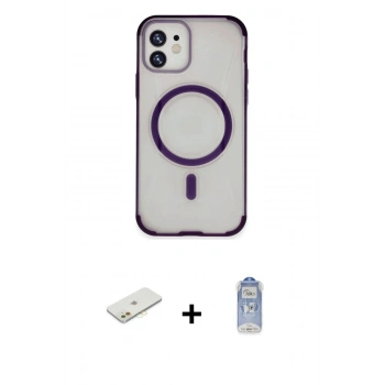 MARSİLYAN™- iPhone 11 Kılıf Eksen Klasik Koleksiyonu - Siyah Joko Magic 5D Cam + Renkli Kamera Lens Koruma Cam - TU