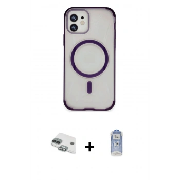 MARSİLYAN™- iPhone 11 Kılıf Eksen Klasik Koleksiyonu - Siyah Joko Magic 5D Cam + Pers Alüminyum Kamera Lens - YL