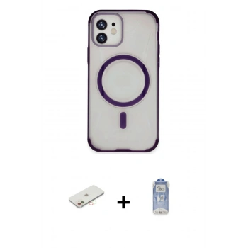 MARSİLYAN™- iPhone 11 Kılıf Eksen Klasik Koleksiyonu - Siyah Joko Magic 5D Cam + Renkli Kamera Lens Koruma Cam - YL