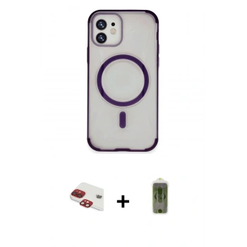 MARSİLYAN™- iPhone 11 Kılıf Eksen Klasik Koleksiyonu - Siyah Joko Magic 5D Hayalet Cam + Pers Alüminyum Kamera Lens - KI
