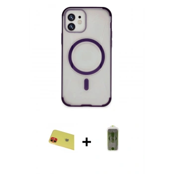 MARSİLYAN™- iPhone 11 Kılıf Eksen Klasik Koleksiyonu - Siyah Joko Magic 5D Hayalet Cam + Rainbow Kamera Lens Koruma Cam - KI