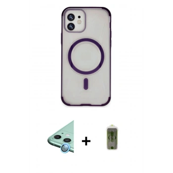 MARSİLYAN™- iPhone 11 Kılıf Eksen Klasik Koleksiyonu - Siyah Joko Magic 5D Hayalet Cam + Raze Metal Kamera Lens - MI