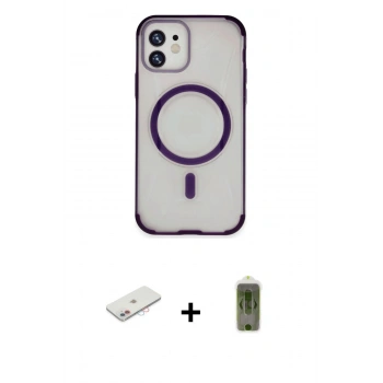 MARSİLYAN™- iPhone 11 Kılıf Eksen Klasik Koleksiyonu - Siyah Joko Magic 5D Hayalet Cam + Renkli Kamera Lens Koruma Cam - PE