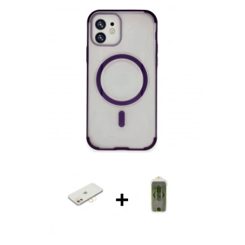 MARSİLYAN™- iPhone 11 Kılıf Eksen Klasik Koleksiyonu - Siyah Joko Magic 5D Hayalet Cam + Renkli Kamera Lens Koruma Cam - SI