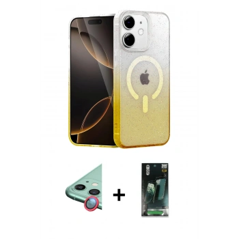 MARSİLYAN™- iPhone 11 Kılıf Eksen Minimal Özel Seri - Şeffaf 360 Full Body Arka Koruyucu + Raze Metal Kamera Lens - KI