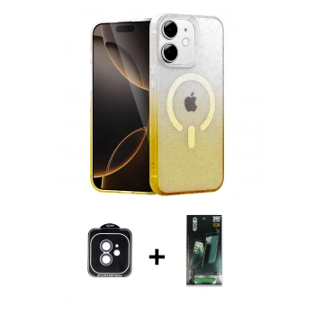MARSİLYAN™- iPhone 11 Kılıf Eksen Minimal Özel Seri - Şeffaf 360 Full Body Arka Koruyucu + PVD Metal Kamera Lens - MI
