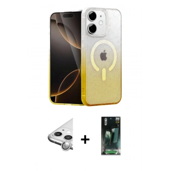MARSİLYAN™- iPhone 11 Kılıf Eksen Minimal Özel Seri - Şeffaf 360 Full Body Arka Koruyucu + Raze Metal Kamera Lens - GS