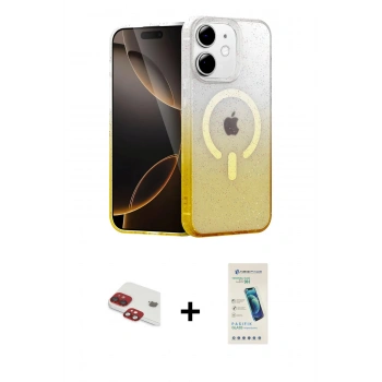 MARSİLYAN™- iPhone 11 Kılıf Eksen Minimal Özel Seri - Şeffaf Pasifik Cam Ekran Koruyucu + Pers Alüminyum Kamera Lens - KI