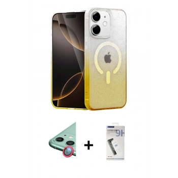 MARSİLYAN™- iPhone 11 Kılıf Eksen Minimal Özel Seri - Şeffaf Uv Polymer Nano Ekran Koruyucu + Raze Metal Kamera Lens - KI